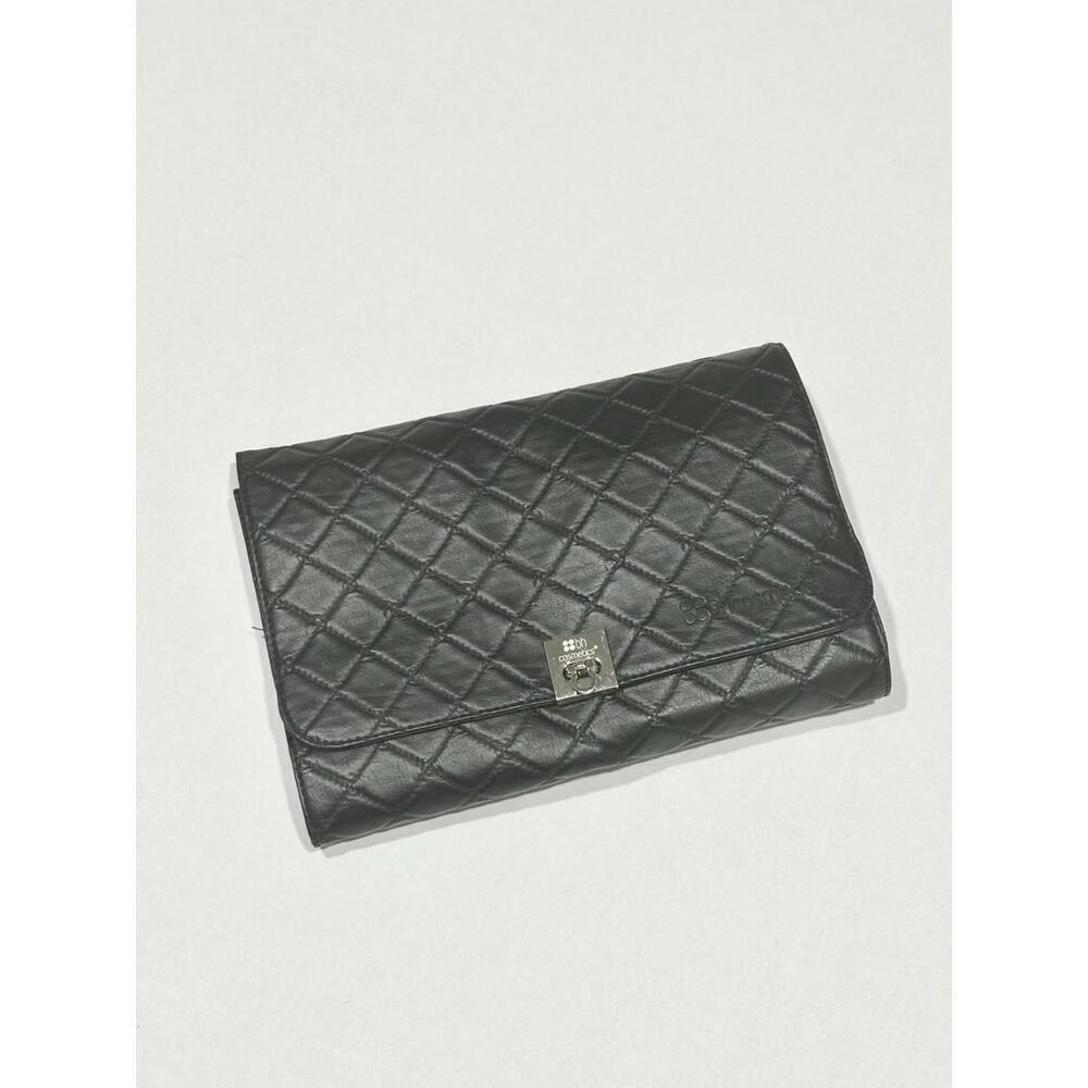 BH Cosmetics Women's Black Leather Clutch Makeup Brush Roll Bag